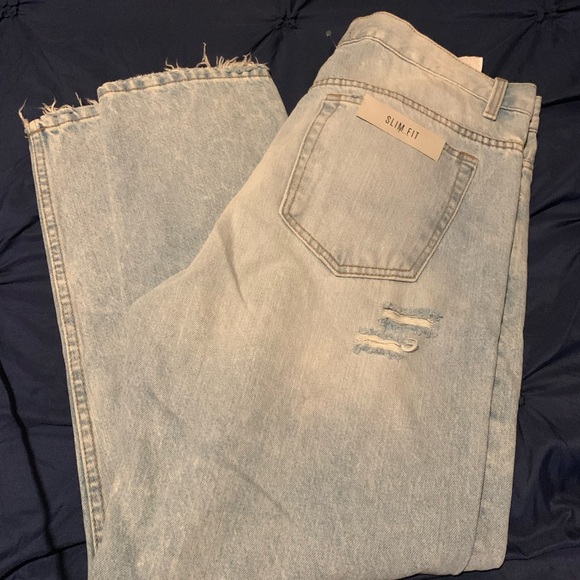 Zara Men 32 slim distressed light Blue Relaxed Fit Vintage Denim Jeans - Picture 12 of 12